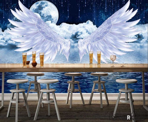 Graphic Design Background White Wings Big Full Moon Restaurant Art Wall Murals Wallpaper Decals Prints Decor IDCWP-JB-001211