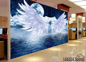 Graphic Design Background White Wings Big Full Moon Restaurant Art Wall Murals Wallpaper Decals Prints Decor IDCWP-JB-001211