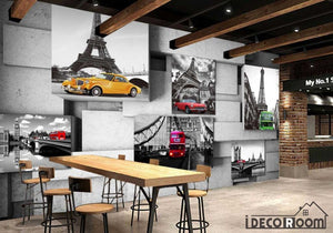 Poster Collage Black And White Monuments Colorful Cars Restaurant Art Wall Murals Wallpaper Decals Prints Decor IDCWP-JB-001214