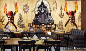 3D Pirate Drawing Fire Restaurant Art Wall Murals Wallpaper Decals Prints Decor IDCWP-JB-001229