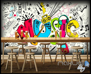 3D Music Earphone Keyboard Wall Murals Paper Art Print Decals Decor Wallpaper IDCWP-TY-000027