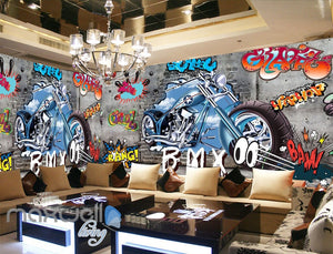 3D Graffiti Motorbike Break Bang Wall Murals Wallpaper Wall Art Decals Decor IDCWP-TY-000090