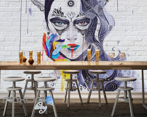 Image of 3D Graffiti Punk Queen Brick Wall Murals Wallpaper Wall Art Decals Decor IDCWP-TY-000119