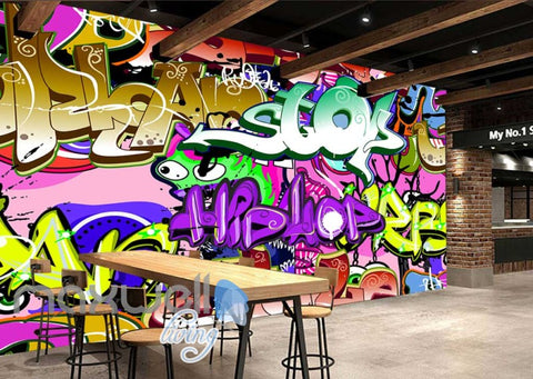 Image of 3D Graffiti Hiphop Stop Color Letter Wall Murals Wallpaper Decals Prints Decor IDCWP-TY-000174