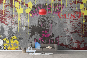 3D Graffiti Monster inside Horror Hollowen Art Wall Murals Wallpaper Decal Print IDCWP-TY-000206