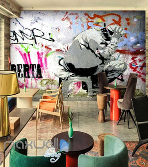 3D Graffiti Thinking Man Street Art Wall Murals Wallpaper Decals Prints Decor IDCWP-TY-000236