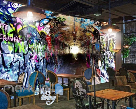 Image of 3D Graffiti Tunnel Paint Street Art Wall Murals Wallpaper Decals Prints Decor IDCWP-TY-000256