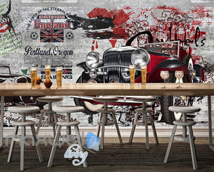 3D Graffiti Vintage Car interior Art Wall Murals Wallpaper Decals Prints Decor IDCWP-TY-000277