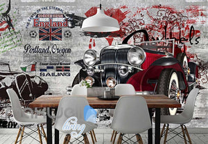 3D Graffiti Vintage Car interior Art Wall Murals Wallpaper Decals Prints Decor IDCWP-TY-000277