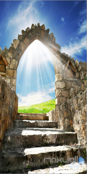 3D Stone Arch Sunshine Corridor Entrance Wall Mural Decals Art Print Wallpaper 036