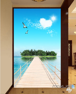 3D Island Long Jetty Sun Corridor Entrance Wall Mural Decals Art Print Wallpaper 038