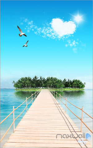 3D Island Long Jetty Sun Corridor Entrance Wall Mural Decals Art Print Wallpaper 038