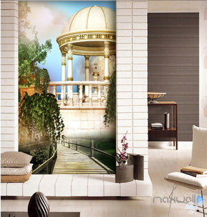 3D Garden Pavilion Corridor Entrance Wall Mural Decals Art Print Wallpaper 041