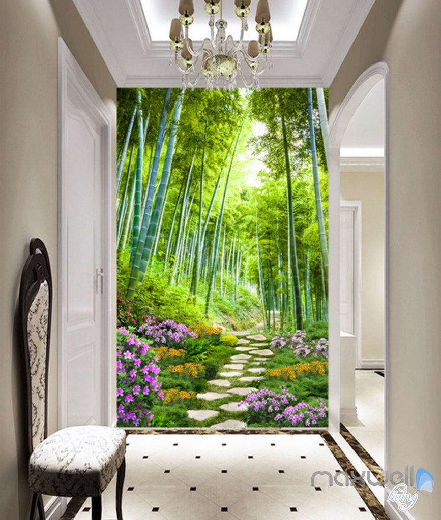 3D Bamboo Forest Flower Corridor Entrance Wall Mural Decals Art Print –  IDecoRoom