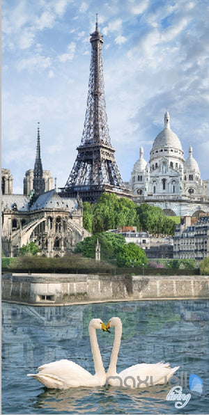 3D Paris Tower Swan Corridor Entrance Wall Mural Decals Art Print Wallpaper 049