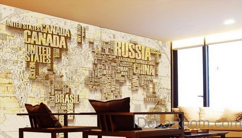 Abstract World Map Nation 3D Wallpaper Wall Decals Wall Art Print Mura –  IDecoRoom